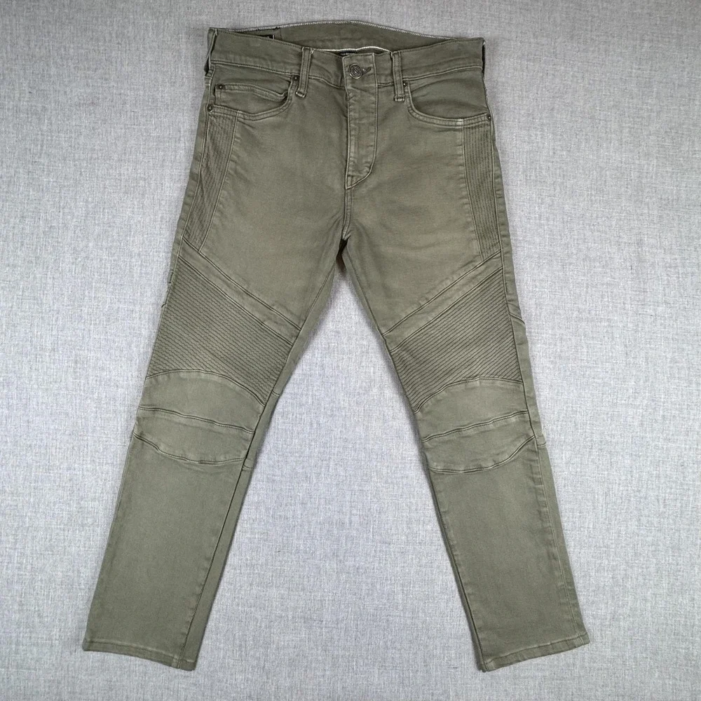 True Religion Rocco Moto SE Relaxed Skinny Jeans Mens 31 Green Denim